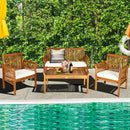 4 Pieces Outdoor Acacia Wood Sofa Furniture Set by LJGDeals