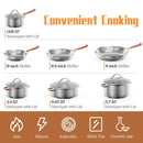 11 Pieces Stainless Steel Kitchen Cookware Set with Gold Stay-Cool Handles by LJGDeals