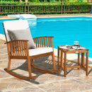 2 Pieces Acacia Wood Patio Rocking Chair Table Set by LJGDeals