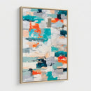 Blue Teal Abstract Canvas Wall Art, Modern Textured Painting Print, Navy Orange White Contemporary Art, Neutral Living Room Decor, Office Art by MyGreatCanvas | Canvas Wall Art Prints | Photo Prints & Wall Decor