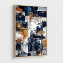 Blue Teal Abstract Canvas Wall Art, Modern Textured Painting Print, Navy Orange White Contemporary Art, Neutral Living Room Decor, Office Art by MyGreatCanvas | Canvas Wall Art Prints | Photo Prints & Wall Decor