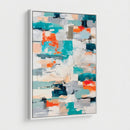 Blue Teal Abstract Canvas Wall Art, Modern Textured Painting Print, Navy Orange White Contemporary Art, Neutral Living Room Decor, Office Art by MyGreatCanvas | Canvas Wall Art Prints | Photo Prints & Wall Decor