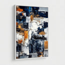 Blue Teal Abstract Canvas Wall Art, Modern Textured Painting Print, Navy Orange White Contemporary Art, Neutral Living Room Decor, Office Art by MyGreatCanvas | Canvas Wall Art Prints | Photo Prints & Wall Decor