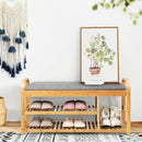 3-Tier Bamboo Shoe Rack Bench with Cushion-Natural by LJGDeals