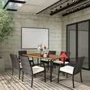 7Pcs Patio Rattan Cushioned Dining Set with Umbrella Hole by LJGDeals