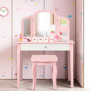 Kids Princess Make Up Dressing Table with Tri-folding Mirror and Chair by LJGDeals