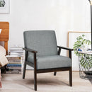 Solid Rubber Wood Fabric Accent Armchair by LJGDeals