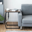 C-shaped Vintage End Table with Side Pocket and Metal Frame by LJGDeals