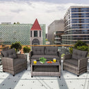 4 Pieces Patio Rattan Furniture Set Coffee Table Cushioned Sofa-Gray by LJGDeals