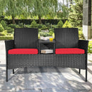Wicker Patio Conversation Furniture Set with Removable Cushions and Table by LJGDeals