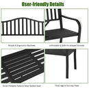 Patio Garden Bench Steel Frame with Adjustable Center Table by LJGDeals