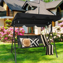 3 Person Steel Frame Patio Swing with Polyester Angle and Adjustable Canopy by LJGDeals