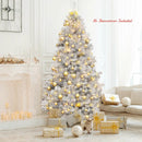 7.5 Ft Hinged Unlit Artificial Silver Tinsel Christmas Tree by LJGDeals