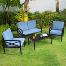 4 Pieces Patio Furniture Set Aluminum Frame Cushioned Sofa by LJGDeals