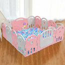 14-Panel Baby Playpen with Music Box & Basketball Hoop-Pink