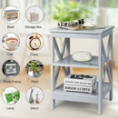 3-Tier Nightstand End Table with X Design Storage by LJGDeals