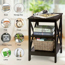 3-Tier Nightstand End Table with X Design Storage by LJGDeals