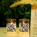 4”tall Glass Wax Battery LED Candles( Set of 2 ) by JHY DESIGN