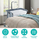 Height Adjustable Baby Side Crib with Music Box & Toys