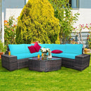 6 Piece Wicker Patio Sectional Sofa Set with Tempered Glass Coffee Table by DirectDeals