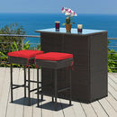 3PCS Patio Rattan Wicker Bar Table Stools Dining Set-Turquoise by LJGDeals