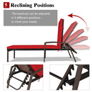 Patio Rattan Lounge Chaise Recliner with Back Adjustable Cushioned by LJGDeals