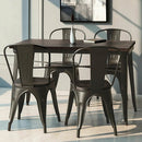 4 Pieces Tolix Style Metal Dining Side Chair Stackable Wood Seat by LJGDeals