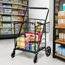 Heavy Duty Folding Utility Shopping Double Cart-Black by LJGDeals