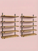 Wood Wall Shelves 15.8” with Metal Brackets – Rustic Floating Shelves | 5/8 Pack by 2Dropme