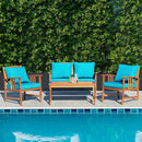 4-Piece Acacia Wood Patio Conversation Set with Cushions by LJGDeals