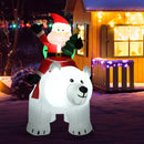 6.5 Feet Christmas Inflatable Santa Riding Polar Bear with Shaking Head LED Lights by LJGDeals