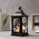 9.5” High Rustic Metal Lantern Candle Holder For Home DecorWhite With Gold Brush by JHY DESIGN