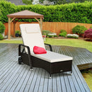 Outdoor Recliner Cushioned Chaise Lounge with Adjustable Backrest by LJGDeals