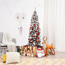 6 Feet Unlit Hinged Snow Flocked Artificial Pencil Christmas Tree with 500 Branch Tip by LJGDeals