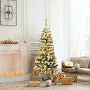 4.5 Feet Pre-Lit Snow Flocked Pencil Christmas Tree with 150 LED Light by LJGDeals