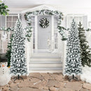 7.5 Feet Unlit Hinged Snow Flocked Artificial Pencil Christmas Tree with 641 Tips by LJGDeals