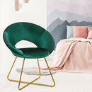 Modern Accent Velvet Dining Arm Chair with Golden Metal Legs and Soft Cushion by LJGDeals