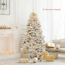 6 Feet Hinged Unlit Artificial Silver Tinsel Christmas Tree with Metal Stand by LJGDeals