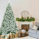 7.5 Feet Snow Flocked Artificial Christmas Tree Hinged with 1346 Tip and Foldable Base by LJGDeals