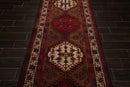 3'8" x 11' Vintage Runner Hand Knotted Wool Tribal Hamadan Area Rug Brown