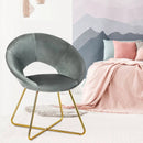 Modern Accent Velvet Dining Arm Chair with Golden Metal Legs and Soft Cushion by LJGDeals