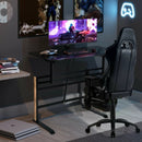Pneumatic Height Adjustable Gaming Desk T Shaped Game Station with Power Strip Tray-Black by LJGDeals
