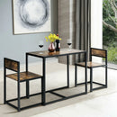 3 Pcs Dining Set Compact Table and 2 Chair with Metal Frame for for Small Space by LJGDeals