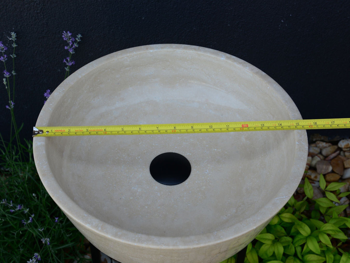 Light Travertine Handcrafted Vessel Sink - Authentic Hand Polished Natural Stone, photo 8 of 10