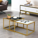 Set of 2 Modern Stackable 31.5 Inch Side Table with Waterproof Faux Marble Tabletop by LJGDeals