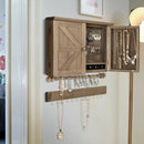 Vintage Wood Wall Mounted Jewelry Organizer with Barn Door-Brown by LJGDeals