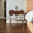 Mid-Century Nightstand with Drawer and Rubber Wood Legs by LJGDeals