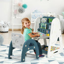 2-in-1 Kids Easel Desk Chair Set Book Rack Adjustable Art Painting Board by LJGDeals
