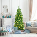 6 Feet PVC Hinged Pre-lit Artificial Fir Pencil Christmas Tree with 150 Lights by LJGDeals