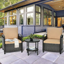 3 Pieces Patio Rattan Furniture Set Cushioned Sofa Storage Table with Shelf Garden by LJGDeals